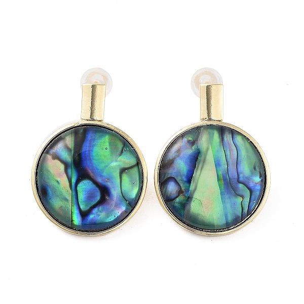 

PandaHall Natural Paua Shell Flat Round Stud Earrings, Brass Earrings and 925 Sterling Silver Pins, Real 14K Gold Plated, 23.5x18mm Shell...
