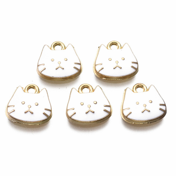 

PandaHall Alloy Enamel Charms, Light Gold, Cadmium Free & Nickel Free & Lead Free, Cat, White, 11.5x11.5x3mm, Hole: 1.4mm Alloy+Enamel Cat...