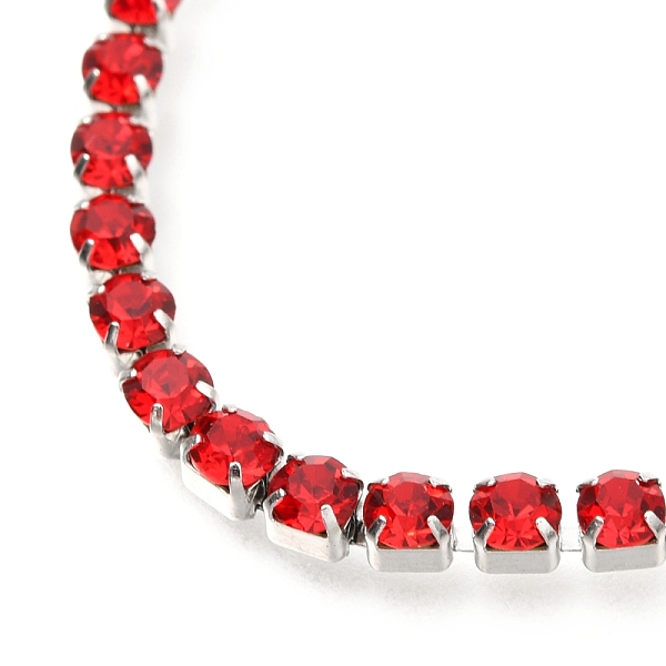 

PandaHall Adjustable 304 Stainless Steel Rhinestone Strass Chains Slider Bracelets, Bolo Bracelets, with Box Chains, Stainless Steel Color..., Red