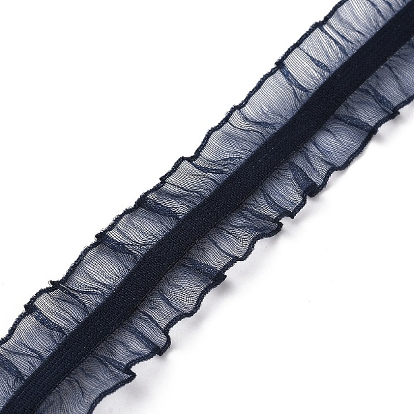 

PandaHall Chinlon Elastic Pleated Lace Trim, RUffled Elastic Trimming for Sewing, Gift Package Wrapping, Floral Designing, Prussian Blue, 1...
