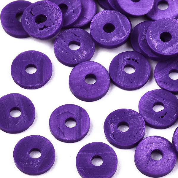 PandaHall Handmade Polymer Clay Beads, for DIY Jewelry Crafts Supplies, Disc/Flat Round, Heishi Beads, Dark Orchid, 4x1mm, Hole: 1mm, about...