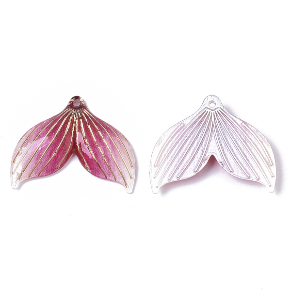 

PandaHall Transparent UV Printed Acrylic Pendants, with Spray Paint Bottom, Whale Tail Shape, Camellia, 24.5x29.5x4mm, Hole: 1.4mm Acrylic..., Pink