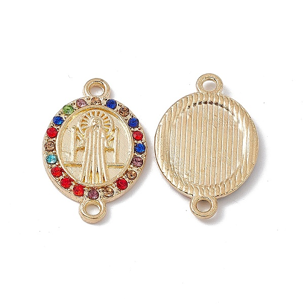 

PandaHall Alloy Connector Charms, with Colorful Rhinestones, Oval Links with Religion Saint, Golden, 23.5x15x2mm, Hole: 1.8mm..., Multicolor