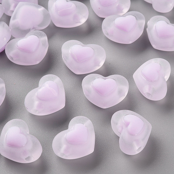 

PandaHall Transparent Acrylic Beads, Frosted, Bead in Bead, Heart, Plum, 13x17x9.5mm, Hole: 2.5mm Acrylic Heart Purple