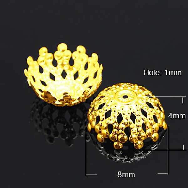 

PandaHall Iron Bead Caps, Golden, 8x4mm Iron