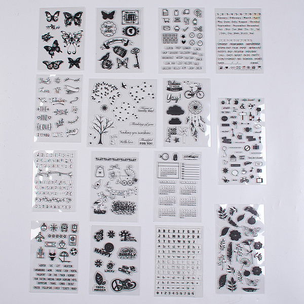 

PandaHall Silicone Stamps, for DIY Scrapbooking, Photo Album Decorative, Cards Making, Stamp Sheets, Clear, 10~21.5x10~20Cm Plastic Clear