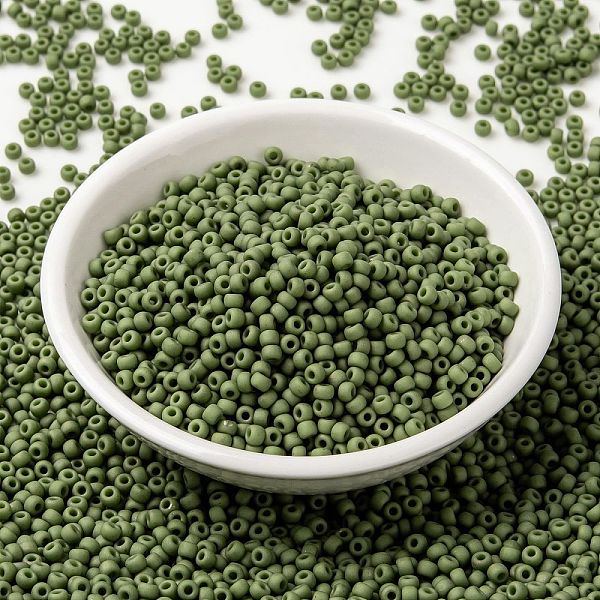 

PandaHall MIYUKI Round Rocailles Beads, Japanese Seed Beads, 8/0, (RR2318) Matte Opaque Olive, 3mm, Hole: 1mm, about 2111~2277pcs/50g Glass