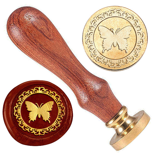

PandaHall DELORIGIN Butterfly Wax Stamp, Vintage Wax Sealing Stamp 1" Brass Head Stamp with Wooden Handle Retro Wax Seal Stamp for Gift..., Brown