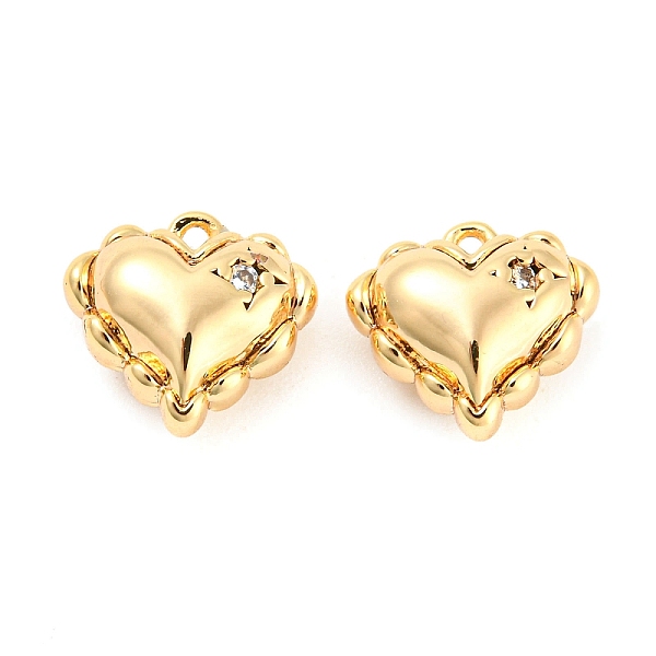

PandaHall Rack Plating Brass Cubic Zirconia Pendants, Heart, Real 18K Gold Plated, 9x10x5mm, Hole: 1mm Brass+Cubic Zirconia Heart Clear