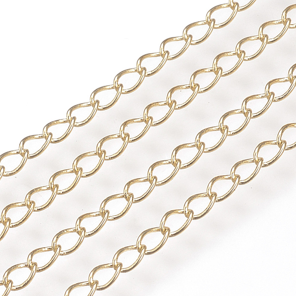 

PandaHall Soldered Brass Curb Chains, with Spool, Nickel Free, Real 18K Gold Plated, 3.4x2.2x0.5mm, about 98.42 Feet(30m)/roll Brass
