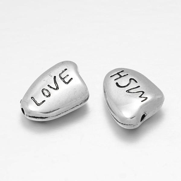 

PandaHall CCB Plastic Beads, Love Bean with Word LOVE for Valentine'Day, Antique Silver, 16x13x5mm, Hole: 2mm Plastic Others