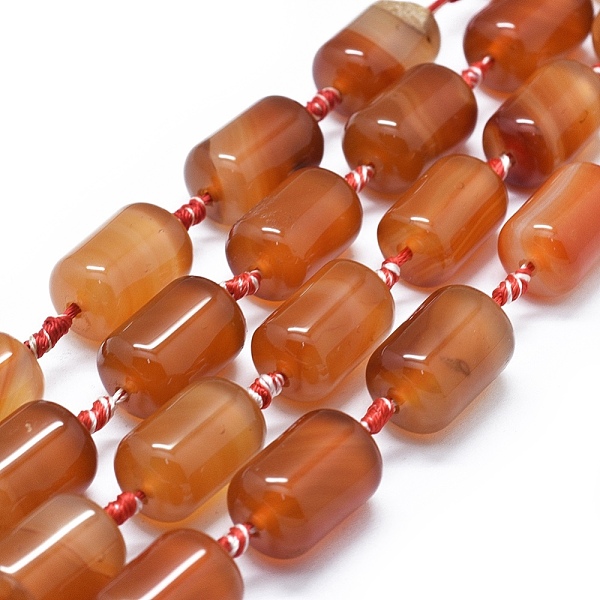 PandaHall Natural Carnelian Beads Strands, Dyed & Heated, Column, Chocolate, 20~21x13~14mm, Hole: 2.5mm, about 13pcs/strand, 14.5 inch~15.3...