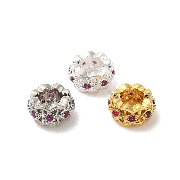 

PandaHall Rack Plating Brass Cubic Zirconia European Beads, Large Hole Beads, Long-Lasting Plated, Lead Free & Cadmium Free, Rondelle, Mixed..., Purple