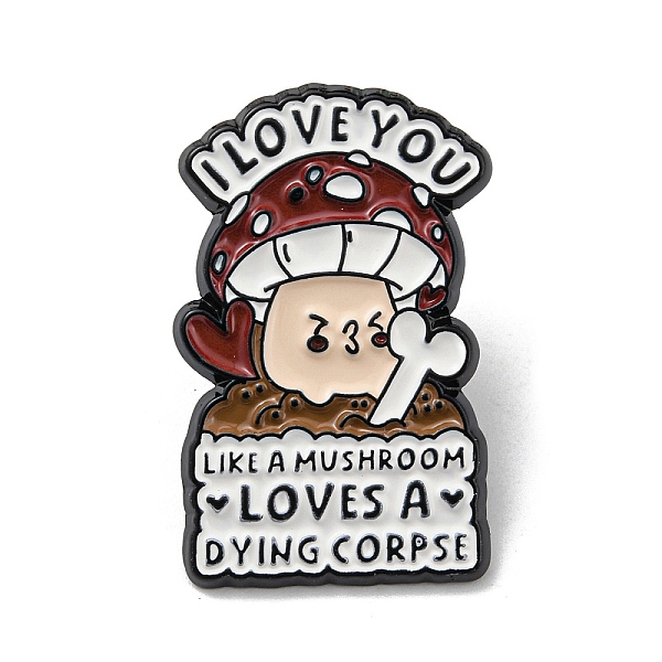 

PandaHall Mushroom Theme Alloy Enamel Brooch, I Love You Enamel Pins, for Men and Women, Dark Red, 30.5x19x1.5mm Alloy+Enamel Mushroom