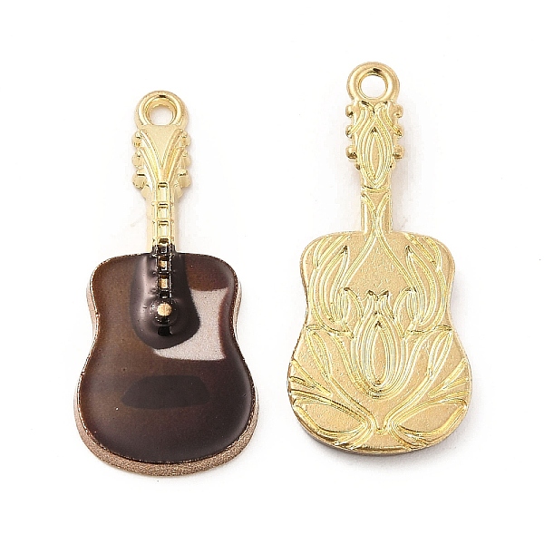 

PandaHall Rack Plating Golden Tone Alloy Pendants, with Printed Enamel, Cadmium Free & Nickel Free & Lead Free, Guitar Charm, Coconut Brown...