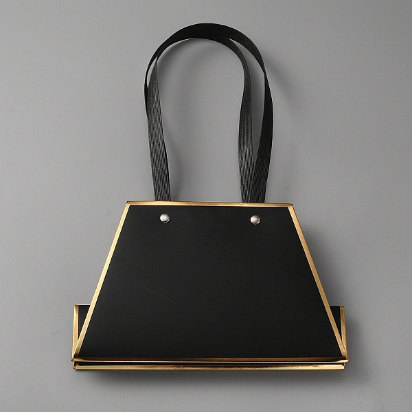 

PandaHall Paper Bags, Trapezoid, Gold Edge, Suitable for Gift Flower Giving, Black, 30cm Paper None Black