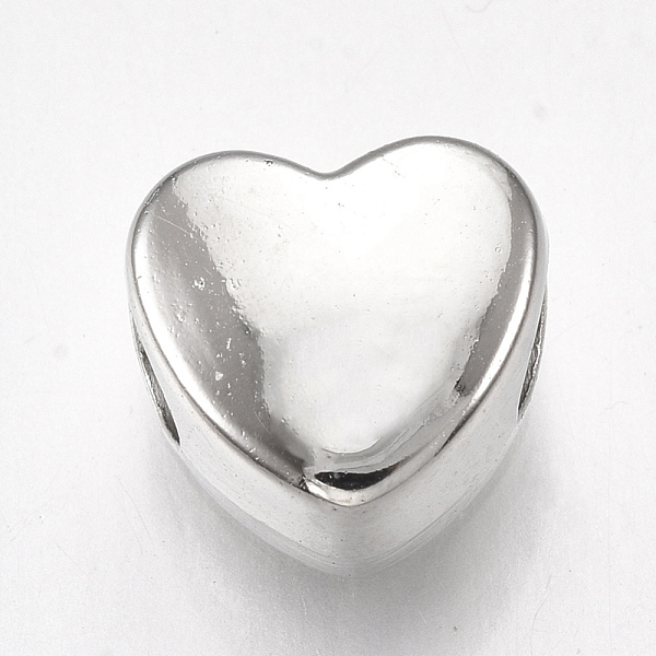 

PandaHall CCB Plastic European Beads, Large Hole Beads, Heart, Platinum, 9.5x10x7.5mm, Hole: 4mm Plastic Heart