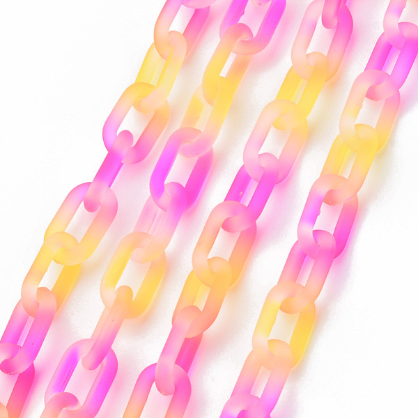 

PandaHall Two Tone Spray Painted Handmade Transparent Acrylic Cable Chains, Rubber Style, for Purse Strap Bag Chain, Magenta, Link..., Pink