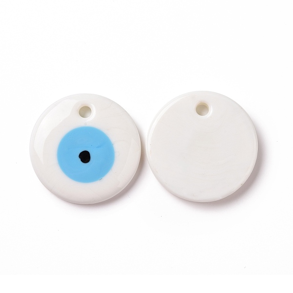 

PandaHall Handmade Lampwork Evil Eye Pendants, Flat Round, White, 50x8~10mm, Hole: 4.5~5.5mm Lampwork Evil Eye White