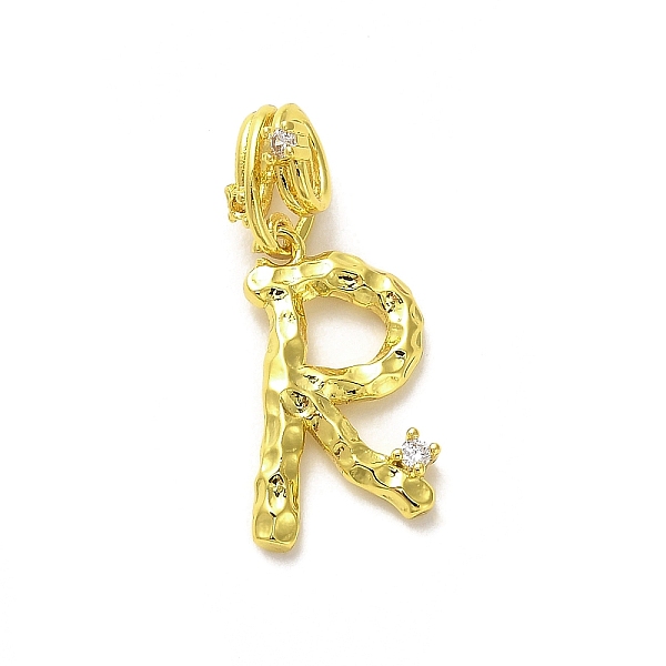 

PandaHall Rack Plating Brass Micro Pave Cubic Zirconia European Dangle Charms, Large Hole Letter Pendant, Real 18K Gold Plated, Long-Lasting..., Clear