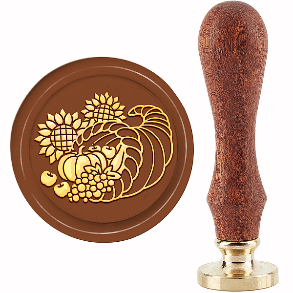 PandaHall CRASPIRE Pumpkin Wax Seal Stamp Sunflower Vintage Sealing Wax Stamps Autumn 30mm Retro Removable Brass Head with Wood Handle for