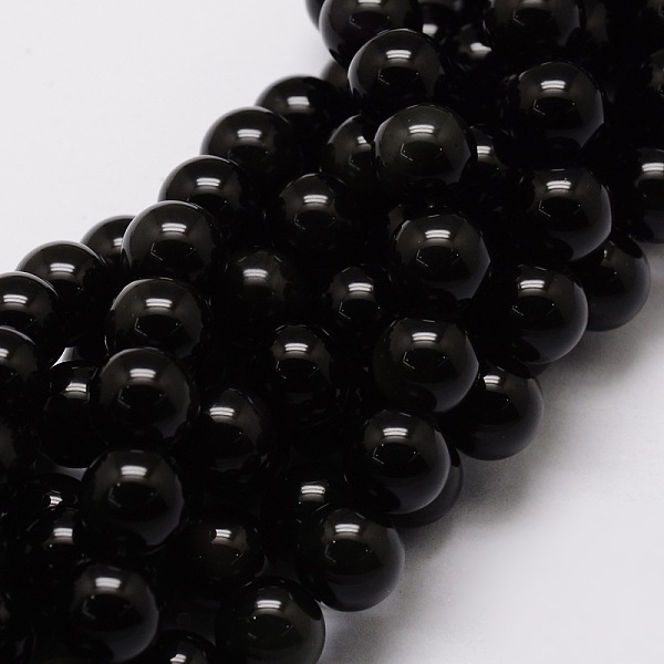 

PandaHall Natural Obsidian Round Beads Strands, 4mm, Hole: 1mm, about 93pcs/strand, 15.7 inch Obsidian Round