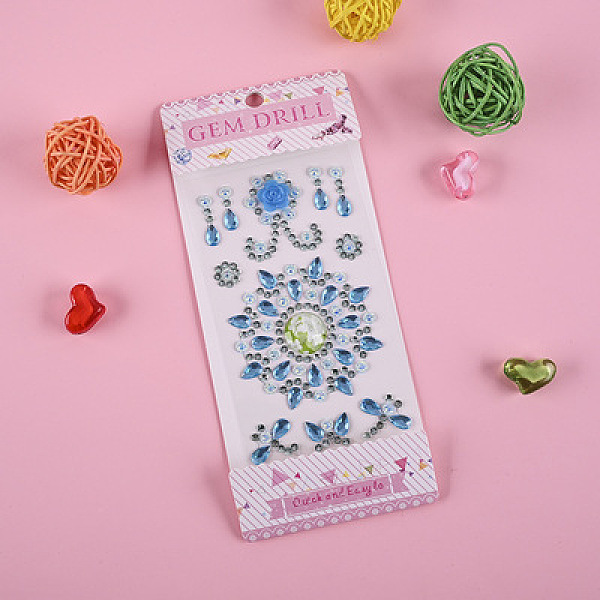 

PandaHall Self Adhesive Mobile Phone Stickers, Acrylic Rhinestone Stickers, Rectangle with Flower Pattern, Blue, 18.7x8cm Acrylic Flower...