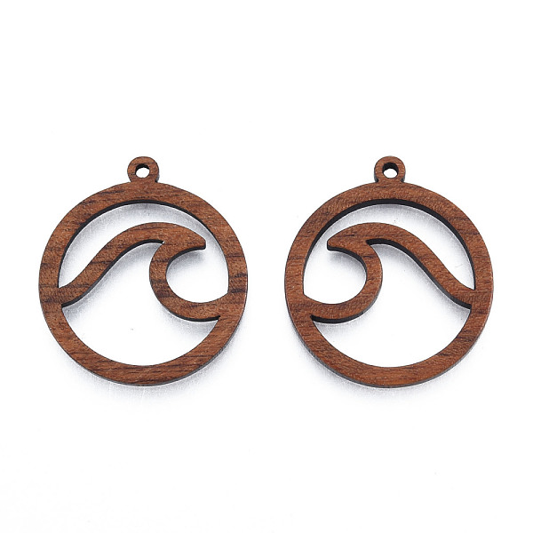 

PandaHall Natural Walnut Wood Pendants, Undyed, Hollow Ring Charm with Spindrift, Camel, 28x25x2.5mm, Hole: 1.6mm Wood Ring Brown