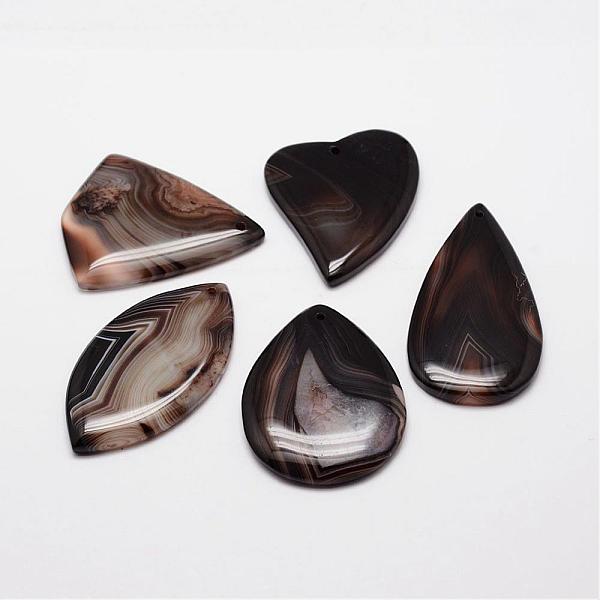 

PandaHall Natural Striped Agate/Banded Agate Pendants, Mixed Shapes, Dyed, Coconut Brown, 45~59x34~49x5.5~7mm, Hole: 2mm Banded Agate Mixed...