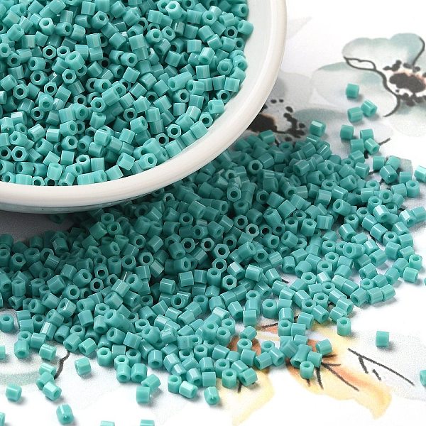 

PandaHall Opaque Glass Seed Beads, Hexagon(Two Cut), Dark Turquoise, 2x1.5mm, Hole: 0.9mm Glass