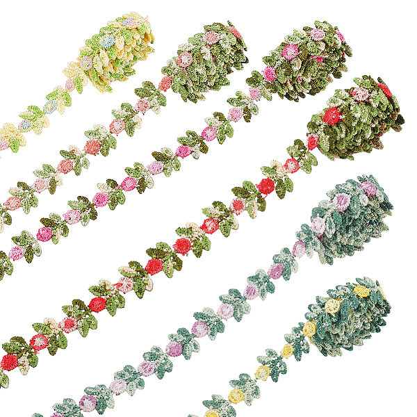 

PandaHall 6 Yards 6 Colors Polyester Embroidery Ribbon, Flower Lace Trim, Mixed Color, 5/8 inch(15mm), 1 yard/color Polyester Multicolor