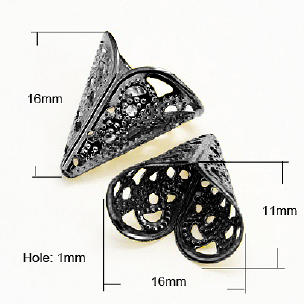 

PandaHall Iron Bead Caps, Gunmetal, 16x16x11mm, Hole: 1mm Iron
