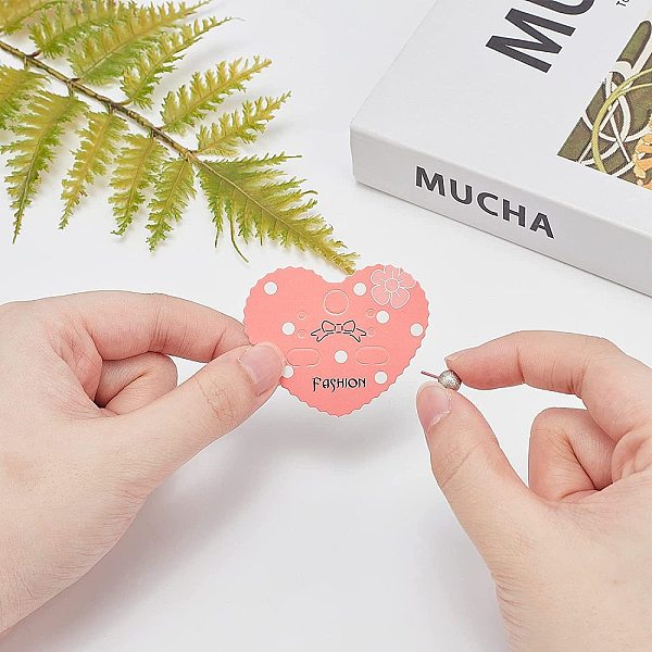 

PandaHall FINGERINSPIRE 300Pcs Heart Earring Display Cards Tomato Color Cardboard Earring Cards Earring Display Hanging Cards for Jewelry..., Red