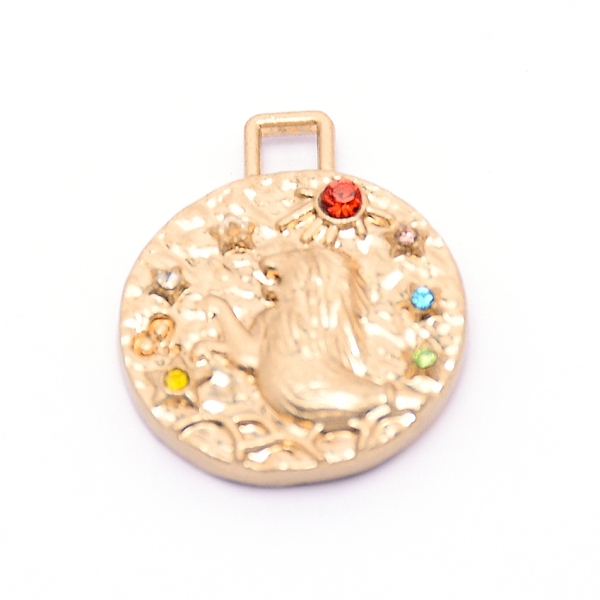 

PandaHall Alloy Colorful Rhinestone Pendants, Twelve Constellations Series, Flat Round, Leo, 24x20x4mm, Hole: 3x3mm Alloy+Rhinestone Flat..., Multicolor