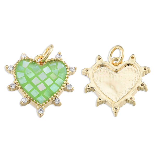 

PandaHall Brass Micro Pave Clear Cubic Zirconia Pendants, with Jump Rings and Shell, Enamel, Real 18K Gold Plated, Nickel Free, Heart, Light...