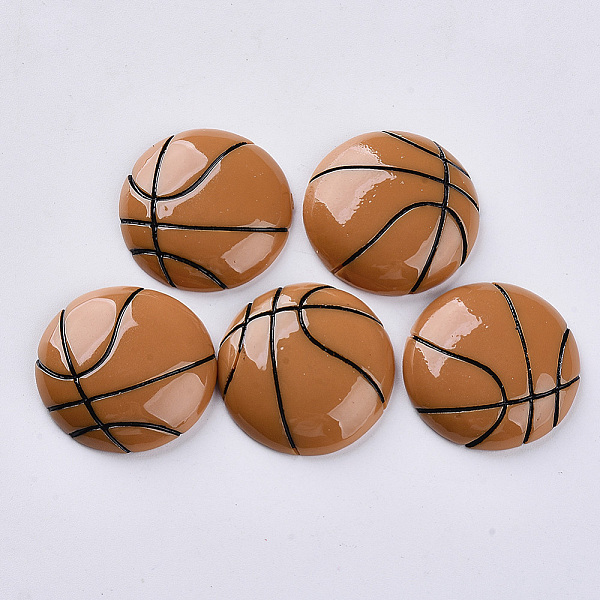 

PandaHall Sports Theme Resin Cabochons, Basketball, Peru, 26.5~27.5x6mm Resin Sports Brown