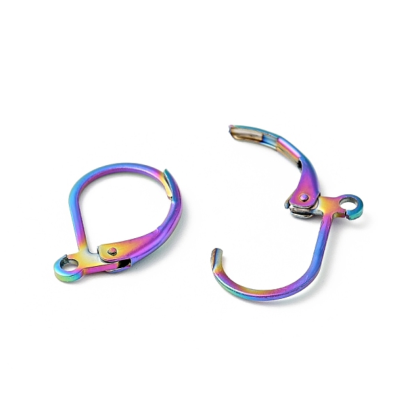 

PandaHall 304 Stainless Steel Leverback Earring Findings, with Horizontal Loops, Rainbow Color, 15x10x1.7mm, Hole: 1.4mm, Pin: 0.6mm 304...