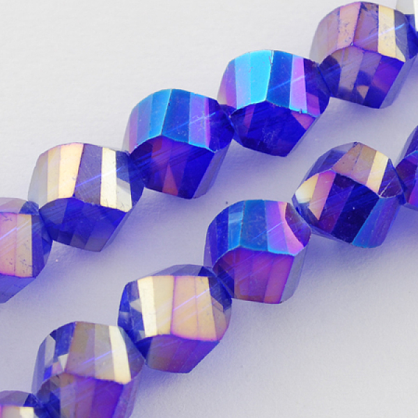 

PandaHall Electroplate Glass Beads Strands, AB Color Plated, Faceted, Twist, Medium Blue, 8x8x8mm, Hole: 1mm Glass Twist
