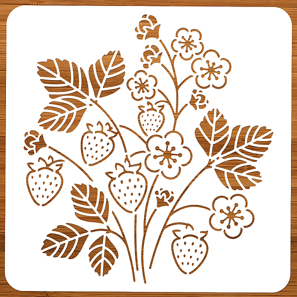 

PandaHall PET Hollow Out Drawing Painting Stencils, for DIY Scrapbook, Photo Album, Strawberry, 300x300mm Plastic Strawberry