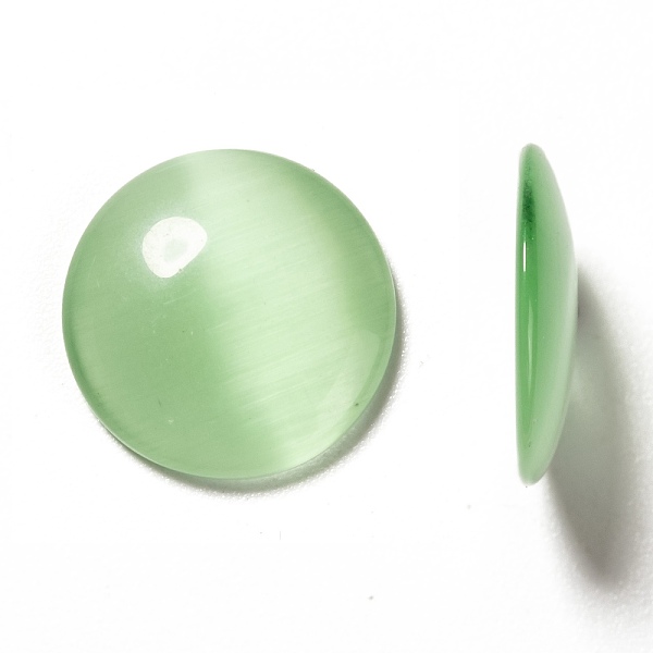 

PandaHall Cat Eye Glass Cabochons, Half Round/Dome, Light Green, about 16mm in diameter, 3mm thick Glass Half Round
