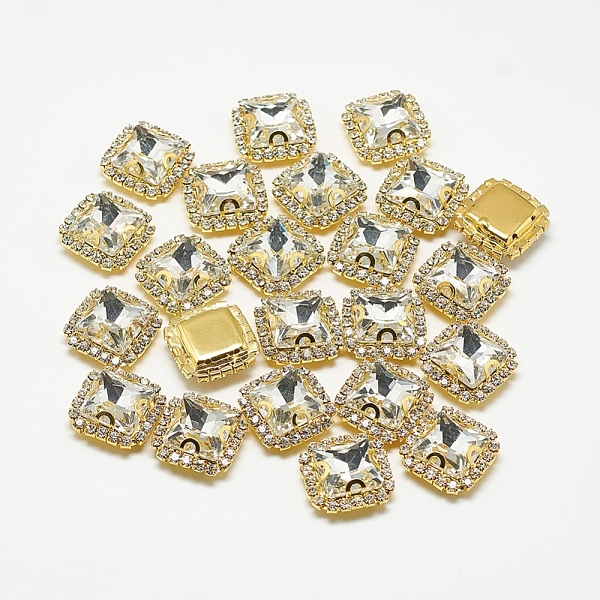 

PandaHall Sew on Rhinestone, Multi-strand Links, Glass Rhinestones, with Brass Findings, Garments Accessories, Square, Golden, Crystal..., Clear