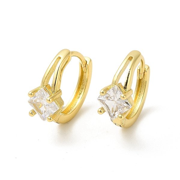 

PandaHall Cubic Zirconia Rhombus Hoop Earrings, Real 18K Gold Plated Brass Jewelry for Women, Cadmium Free & Nickel Free & Lead Free, Clear...