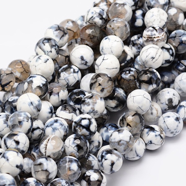 

PandaHall Dyed Natural Fire Crackle Agate Faceted Round Beads Strands, Dark Gray, 8mm, Hole: 1mm, about 48pcs/strand, 15.3 inch Fire Crackle...