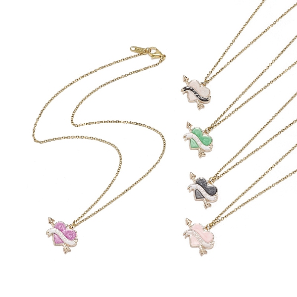 

PandaHall 5Pcs 5 Color One Arrow Through the Heart Alloy Enamel Pendant Necklaces Set, Word Love 304 Stainless Steel Jewelry for Valentine's..., Multicolor