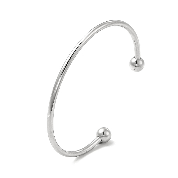 

PandaHall Classic 201 Stainless Steel Cuff Bangles for Women, Torque Bangles, End with Removable Round Beads, Stainless Steel Color, Inner...