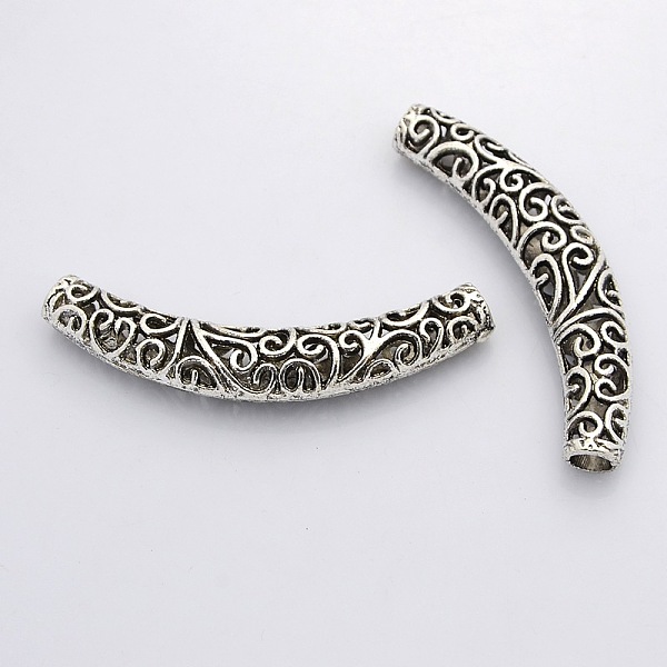 

PandaHall Tibetan Style Alloy Hollow Curved Tube Beads, Cadmium Free & Nickel Free & Lead Free, Antique Silver, 66x12x10mm, Hole: 5.5mm...
