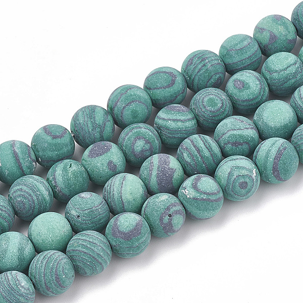 

PandaHall Synthetic Malachite Beads Strands, Frosted, Round, 8mm, Hole: 1mm, about 47pcs/strand, 15.5 inch Malachite Round