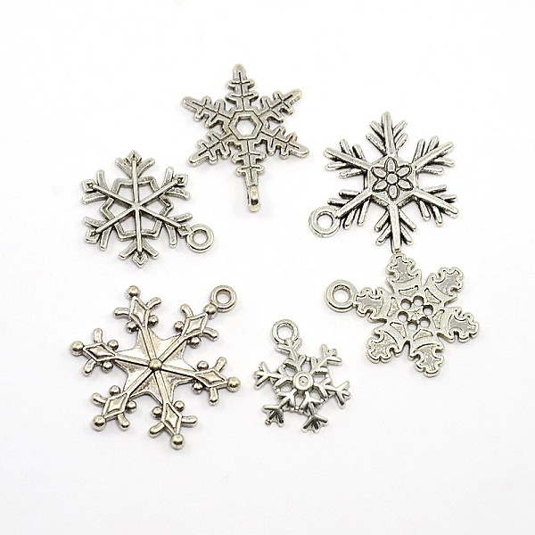 

PandaHall Mixed Vintage Tibetan Style Alloy Snowflake Pendants, Cadmium Free & Lead Free, Antique Silver, 17~24x13~19x1.5~2mm, Hole: 2mm...