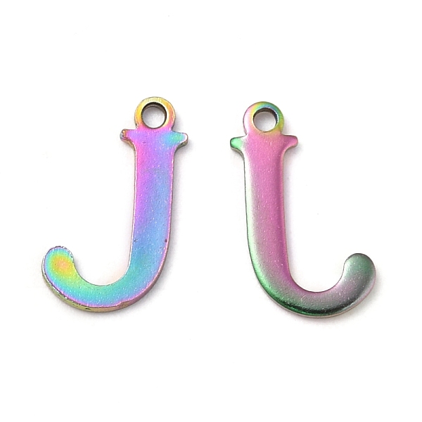 

PandaHall Ion Plating(IP) 304 Stainless Steel Alphabet Charms, Rainbow Color, Letter.J, 12x7x1mm, Hole: 1mm 304 Stainless Steel Letter J