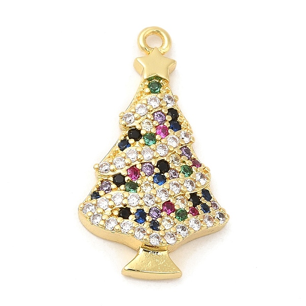 

PandaHall Rack Plating Brass Pave Cubic Zirconia Pendants, Long-Lasting Plated, Cadmium Free & Lead Free, Christmas Tree, Real 18K Gold...